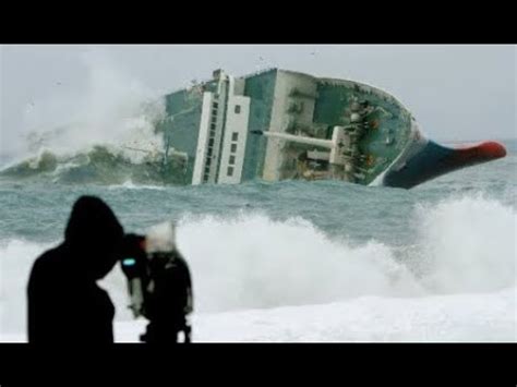 Giant Ships Boats Overcome Terrible Waves In Storm Sinking Youtube