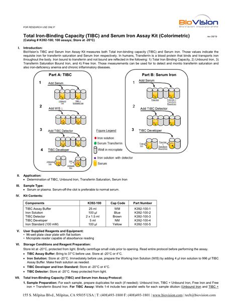 K Total Iron Binding Capacity Tibc And Serum Iron Assay Kit