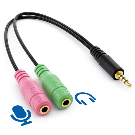 deleyCON Kopfhörer Headset Splitter Audio Klinken Y Adapter Kabel