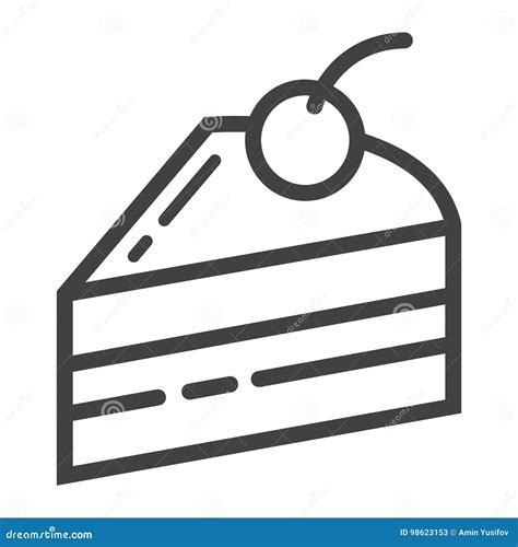 Piece Of Cake Line Icon Food And Drink Stock Vector Illustration Of