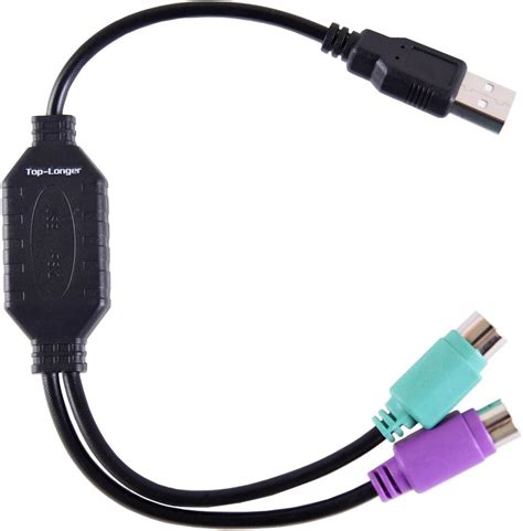 Top Longer USB Male To PS 2 Female Converter Cable Cord Converter