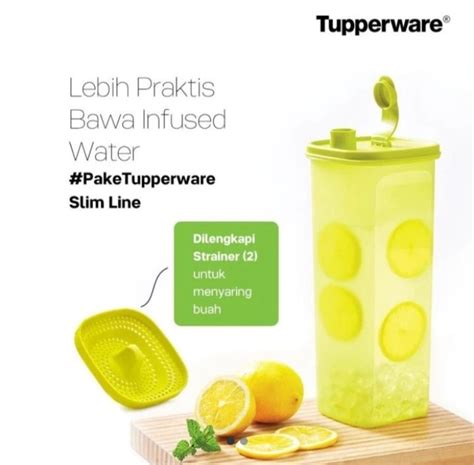 Tupperware Botol Minum Uk Ltr Slimline Slim Line L Biru Lazada