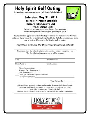 Fillable Online Holyspirit Parish Holy Spirit Golf Outing Holy Spirit