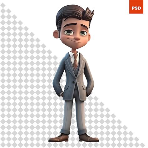 Render D Del Hombre De Negocios De Dibujos Animados Con Pose Aislado