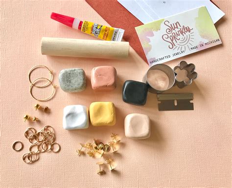 Beginners Diy Clay Earrings Kit Sun Sprinkles Neutral Etsy Canada