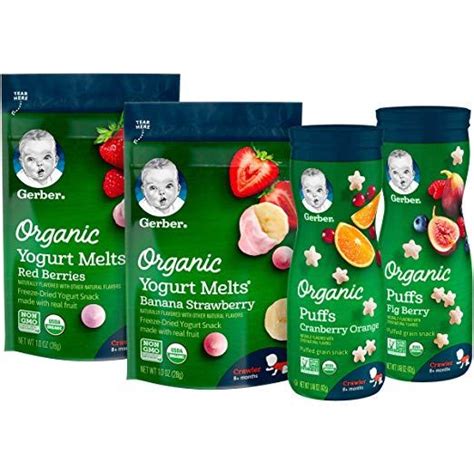 Gerber Snacks For Baby Variety Pack Organic Yogurt Melts And Organic