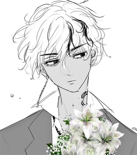 An Anime Character Holding A Bouquet Of Flowers