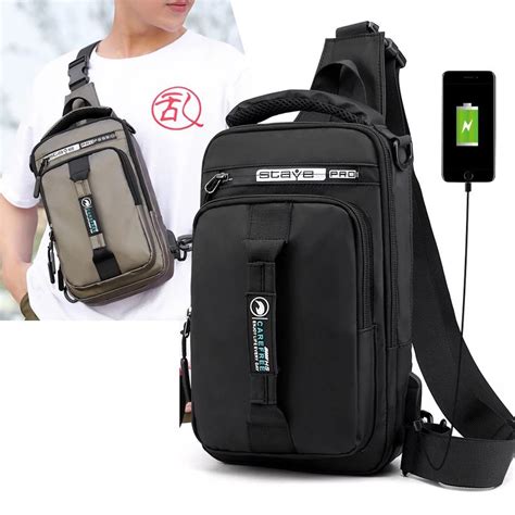 Multifunctional Chest Sling Bag For Unisex Men Large Capacity Shoulder Bag With Charging Usb