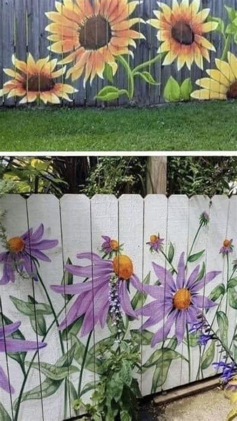 Pin By Lezli Palmer On Murals Garden Fence Art Garden Mural Flower