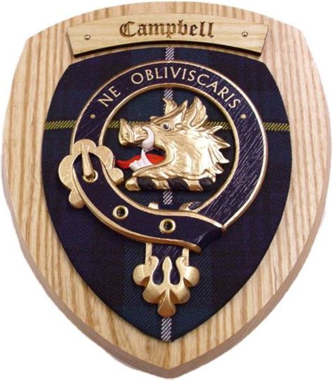 Clan Campbell Tartan Woodcarver Wooden Wall Plaque Campbell Crest 7 X 8