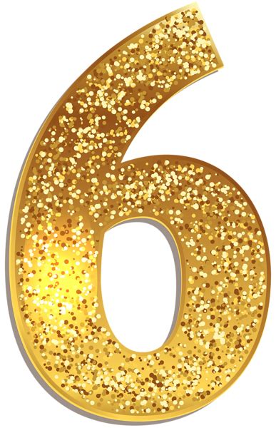 Number Six Gold Shining Png Clip Art Image Birthday Banner Free