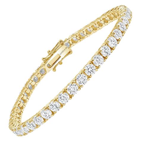 14k Yellow Gold 7 Carat Round Diamond Tennis Bracelet For Sale At 1stdibs