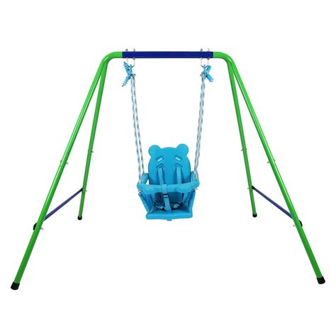 Swing Set - Folding Toddler Blue Secure Swing Set With Safety Seat ...