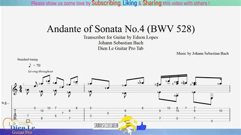 For Classical Guitar With Tabs J S Bach Andante Of Sonata No 4 BWV