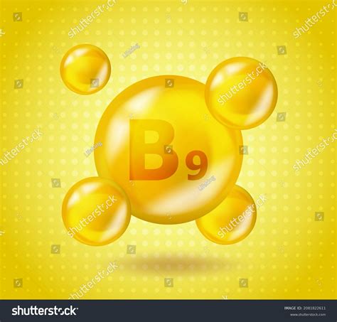 Realistic Vitamin B9 Folic Acid Design Yellow Royalty Free Stock Vector 2081822611