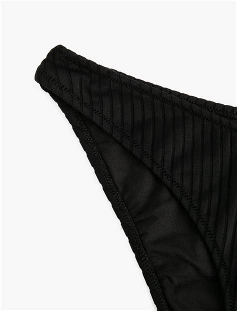 Siyah Kadın Dokulu Brazilian Bikini Altı Asimetrik Bel 4SAK00098MM Koton