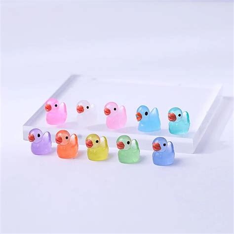 Pcs Mini Luminous Ducks Cute Resin Ducks Glow In The Dark Miniature