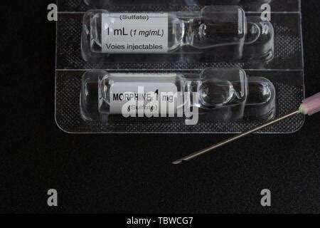 Close Up De L Quido Vial De Vidrio De Sulfato De Morfina Mg Ml Para