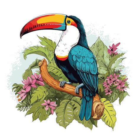 Illustration De Loiseau Toucan Forêt Tropicale Beau Personnage Toucan