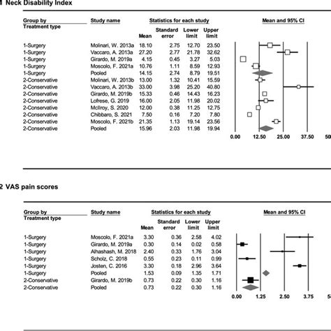 Forest Plots Showing The Pooled Average Reported Outcome For