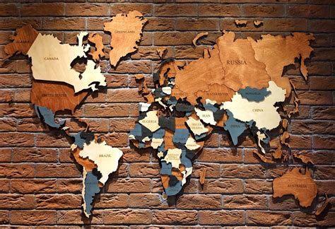 Wooden World Map Wall As Base D Wall Decor