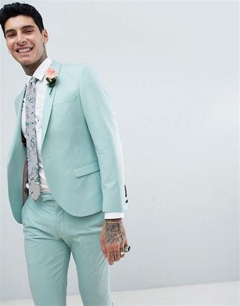 Men S Suits Mint Green 2 Piece Slim Fit Elegant Suit Etsy