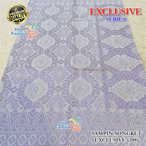 Sampin Songket Siap Jahit Samping Exclusive Tenun M Warna Putih Emas