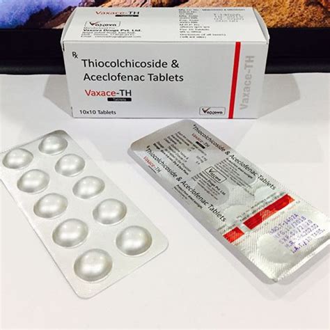 Vaxace Th Aceclofenac Thiocolchicoside Tablets Packaging Size 10x1x10