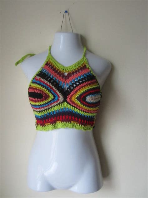 Festival Cropped Top Crochet Cropped Halter Top By Elegantcrochets