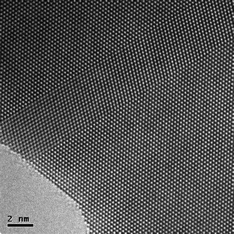 An aberration-free image of atoms of gold produced by the FEI Titan 300 kV transmission electron ...