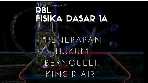 Penerapan Hukum Bernoulli Pada Kincir Air Rbl Fisika Dasar Kelompok