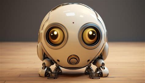 Premium Photo A Small Spherical Robot With Large Expressive Eyes And