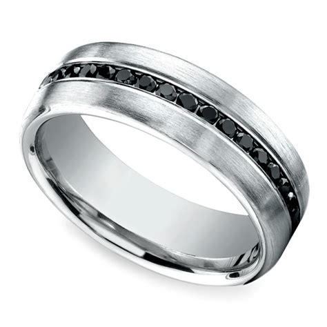 Channel Black Diamond Men's Wedding Ring in Platinum (7.5mm)