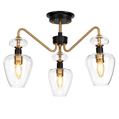 Elstead Lighting Armand Three Arm Semi Flush Light In Aged Brass