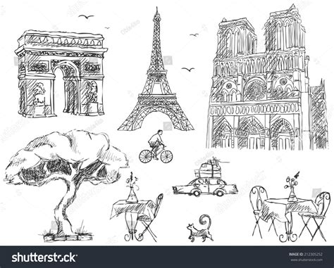 Paris Sketches Collection Stock Vector Royalty Free 212305252