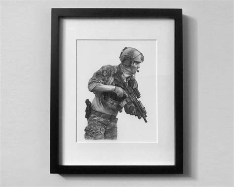 Fine Art Print Of Original Pencil Drawing Police Military And Law