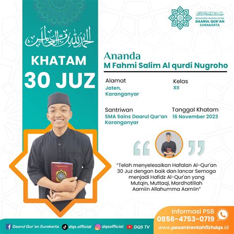 Selamat Buat Ananda M Fahmi Salim Al Qurdi Nugroho Sudah Hafal Al Qur