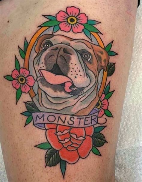 Traditional Bulldog Tattoo