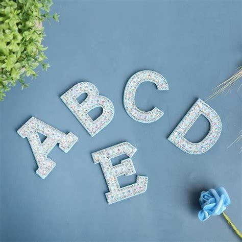 AC03635 Zerodis Applique De Lettre Patchs De Strass Bleus A Z 26