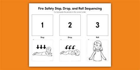 Fire Safety Stop Drop And Roll Sequence Activity Twinkl