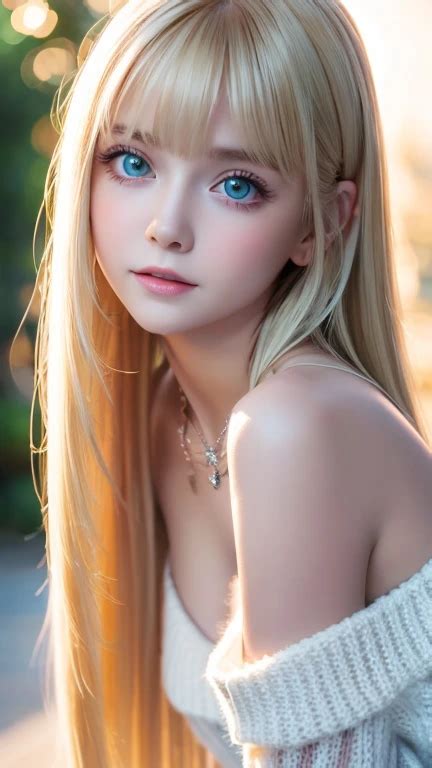 1 Girl Age 19 Solo SUPER LONG BABY BLONDE SILKY HAIR Huge Boobs SeaArt AI