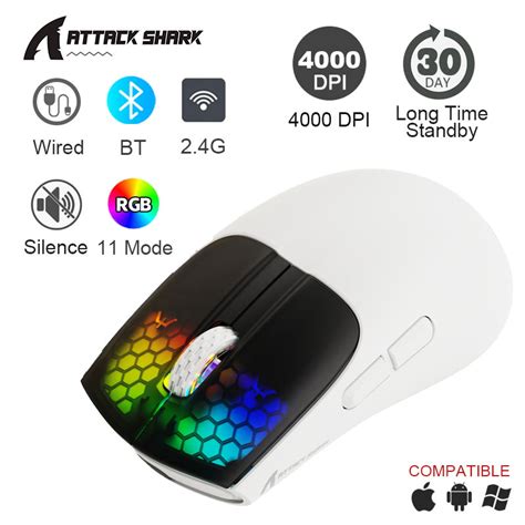 Attack Shark X2 Pro RGB transparent mouse luminous wireless Bluetooth ...