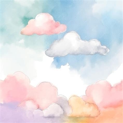 Premium Photo | Watercolor painting of a sky with clouds