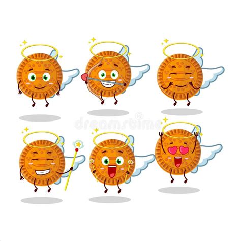 Orange Biscuit Cartoon Designs As A Cute Angel Character Stock Vector