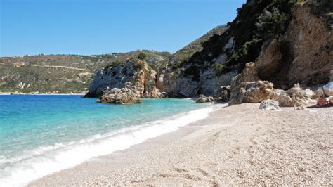 Premium Stock Video Scenic Agia Eleni Beach In Kefalonia Island