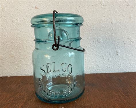 Aqua Blue Glass Canning Jar With Wire Lid Selco Surety Seal Vintage 1910s Canning Supplies Etsy