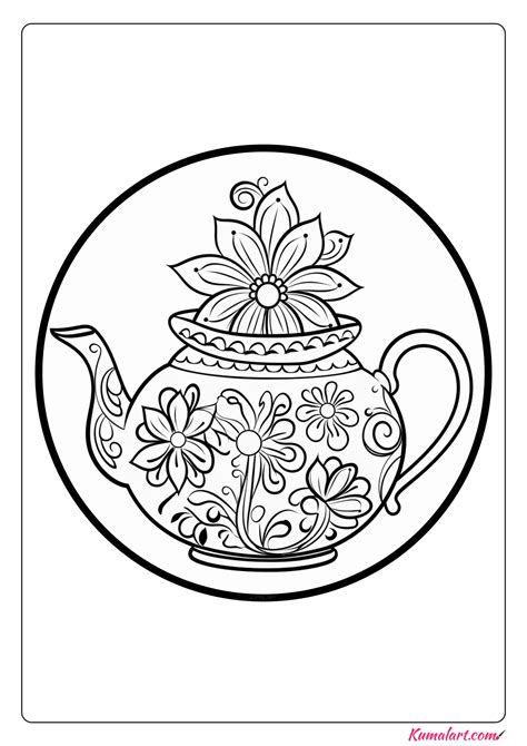 Musical Teapot Coloring Page Printable A4 Page