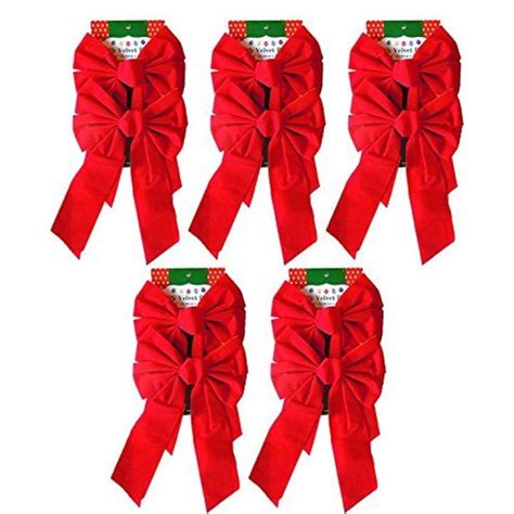 9 X 16 Decorative Red Velvet Christmas Bows 10 Pack