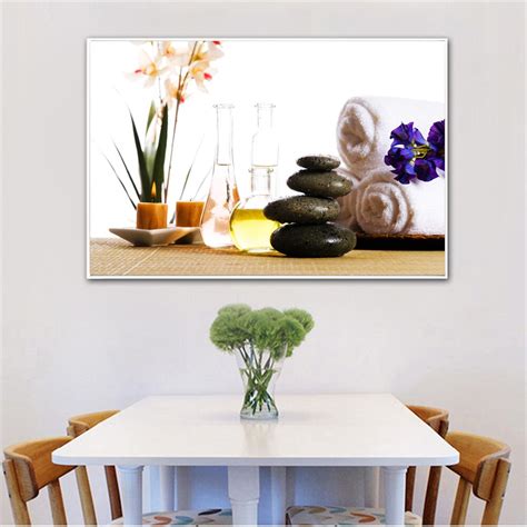 Arte De Pared Con Impresi N De Piedras De Spa Velas Zen Flor De