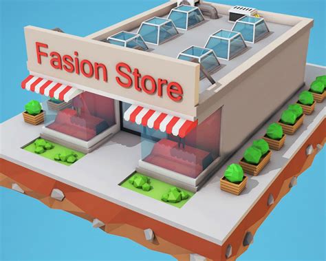 Cartoon Fashion Store Low Poly Building D Model Obj Ma Max